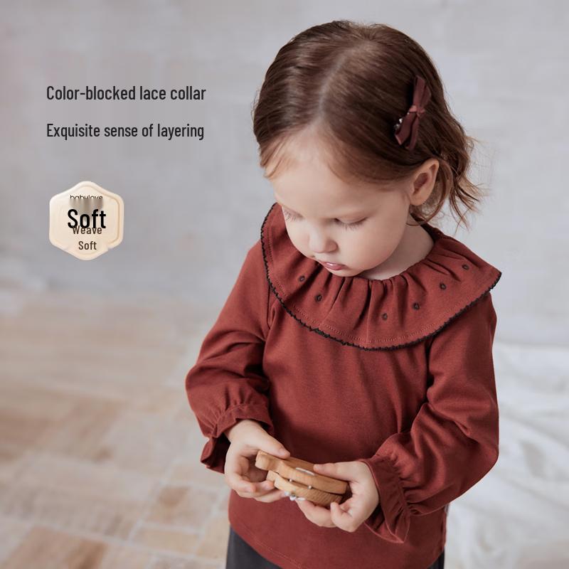 Baby Girls' Pure Cotton Ruffle Collar T-Shirt