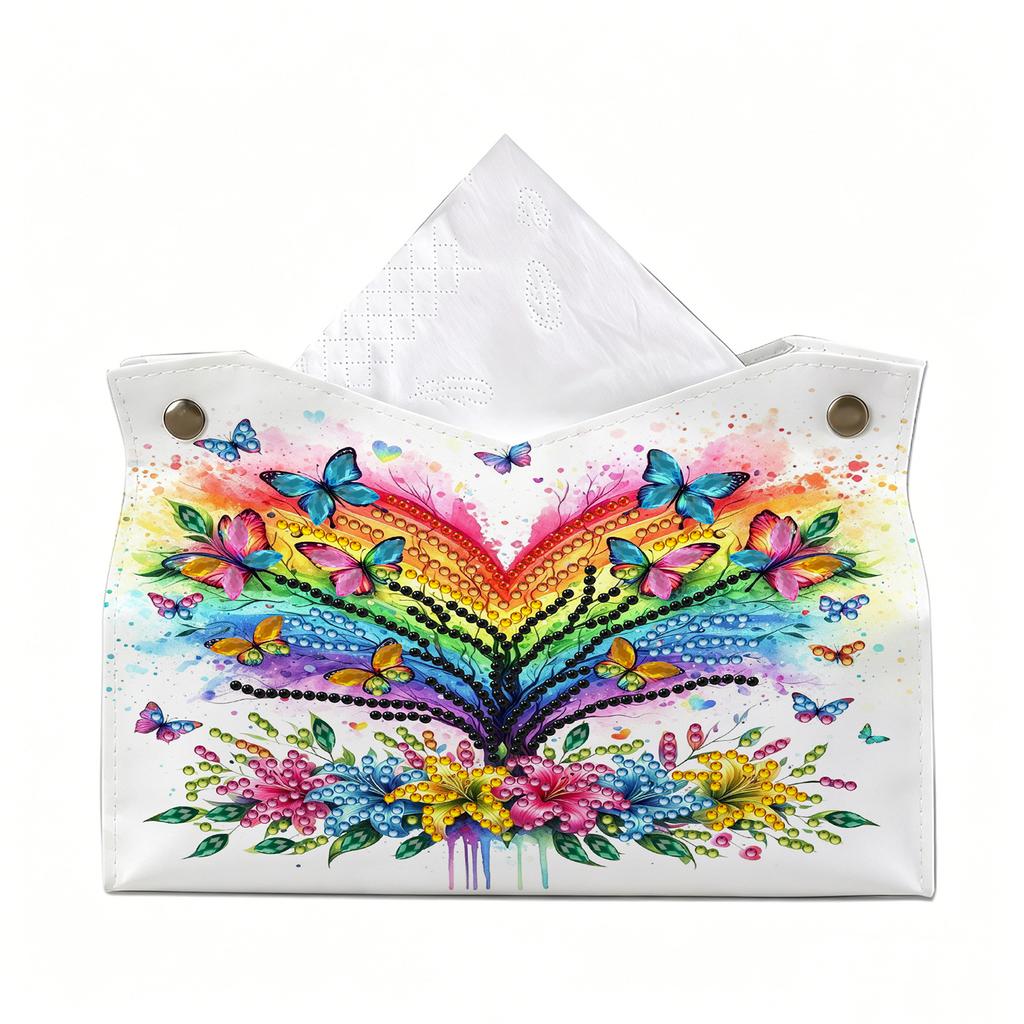 Porta salviettiera Diamond Art Fai da te in PU Pelle Mosaico di Cristallo Organizer da Scrivania Borsa Gem Art Decorazione Casa Ufficio Regalo Artigianale per Donne