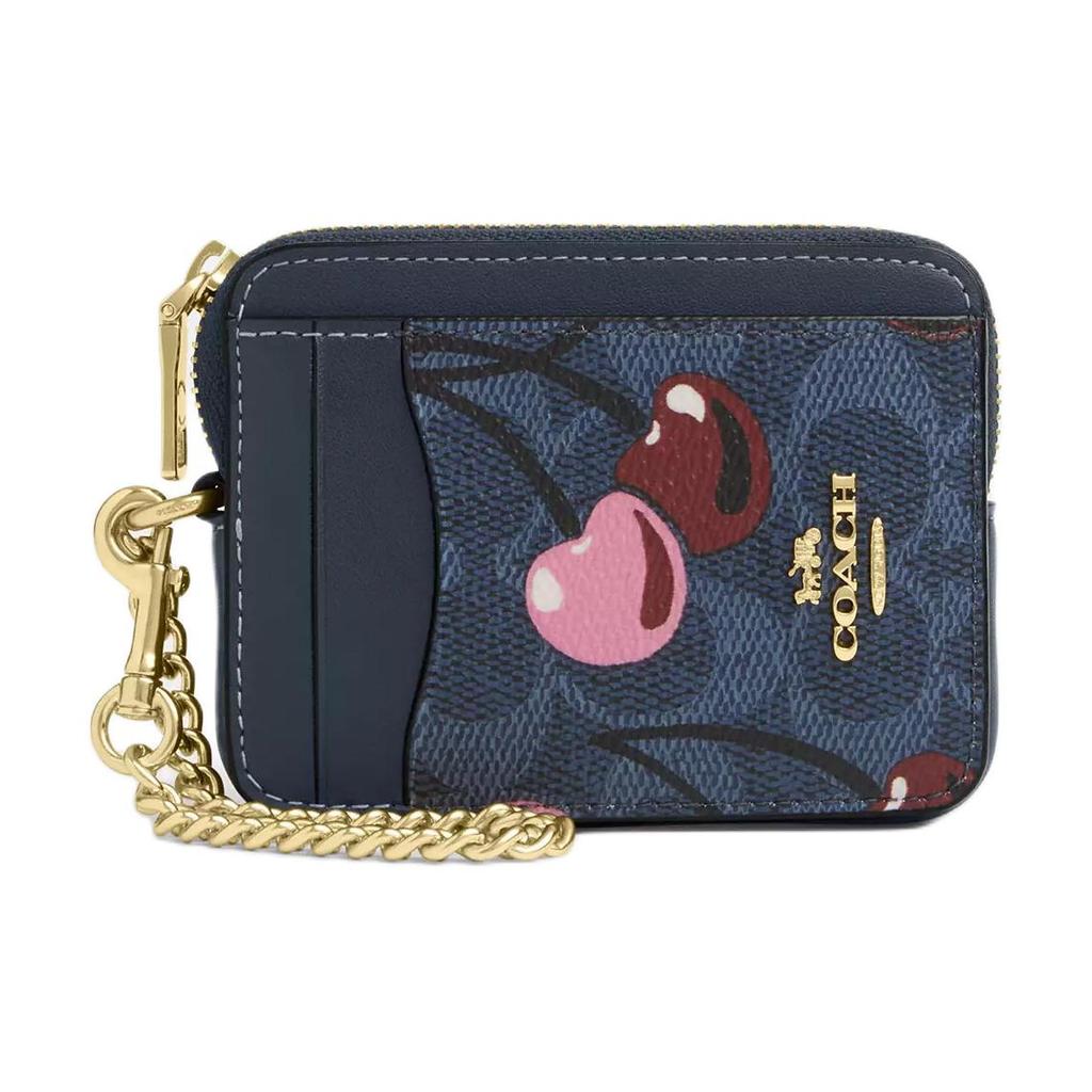 New COACH Coated Canvas Card Holder Mini Women's Blue CZ468-IMDEI
