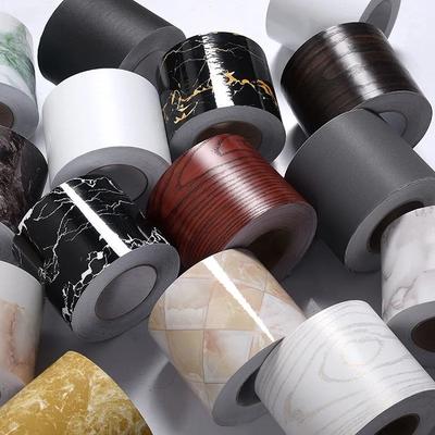 Marble Pattern Self-Adhesive Waterproof PVC Baseboard Wall Sticker, Skirting Board Line Decoration for Floor Tile, Door Frame and Windowsill