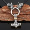 Pánský náhrdelník s přívěškem Thor's Hammer z nerezové oceli Nordic Viking Wolf Head