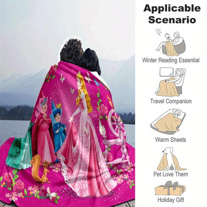 1pc Princess Printing Blanket - Soft, All-Season Throw for Office Blanket,Personalized Gift with Adorable Cartoon Design