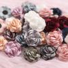 5/10Pcs Artificial Flowers 3.5cm Handmade Burned Edge Camellia Flowers For DIY Sewing Crafts Clothing Accessories Wedding Decors
