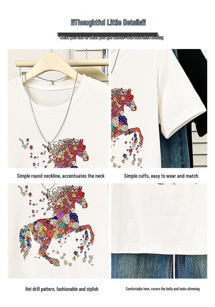 Plus Size Women's Short-Sleeve Casual Slimming T-Shirt - Summer Round Neck Versatile Top