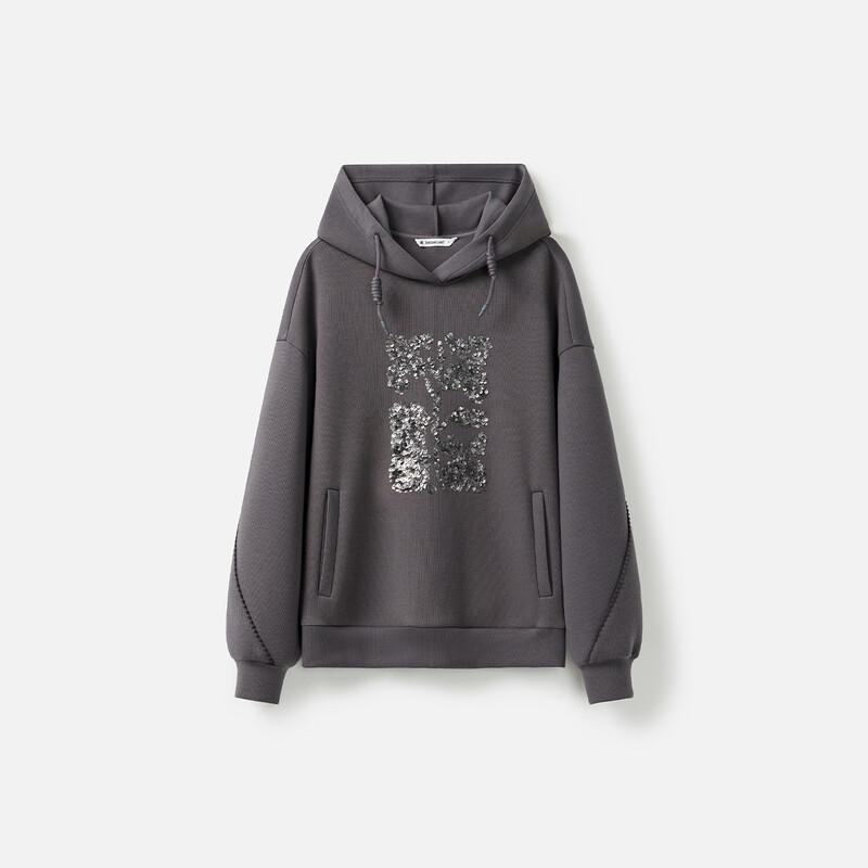 Broadcast Women's Sequin Embroidered Hooded Sweatshirt