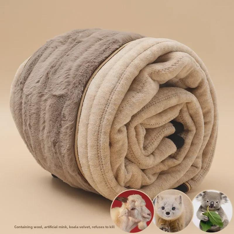 Severovýchodní bavlna Pětivrstvé zesílené zimní teplé kalhoty s chrániči kolen - Unisex legíny s vysokým pasem