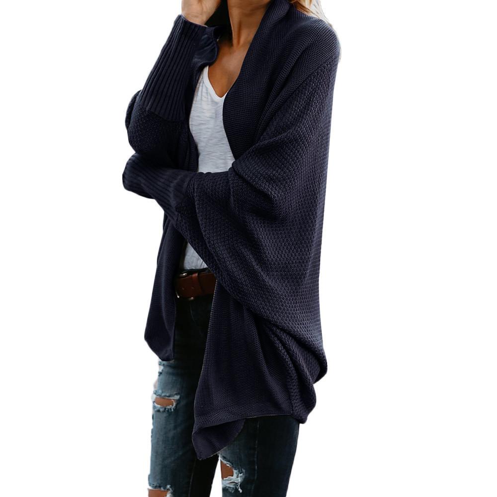 

Womens Off The Shoulder Sweater Casual Knitted Loose Long Sleeve Pullover XL тёмно-синий