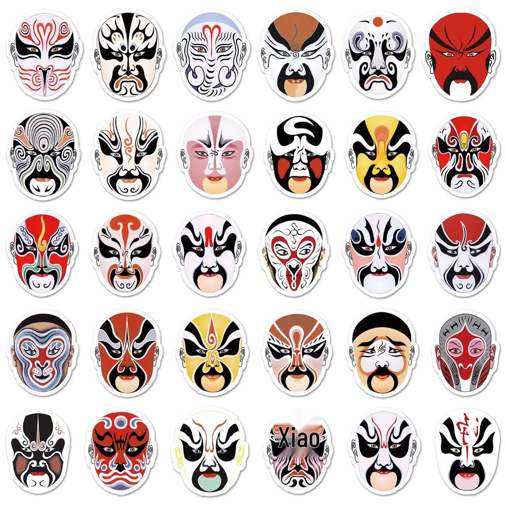 120 Peking Opera Face Painting Stickers - Creative Chinese Style, Waterproof Decorative Stickers for Computers and Phones.