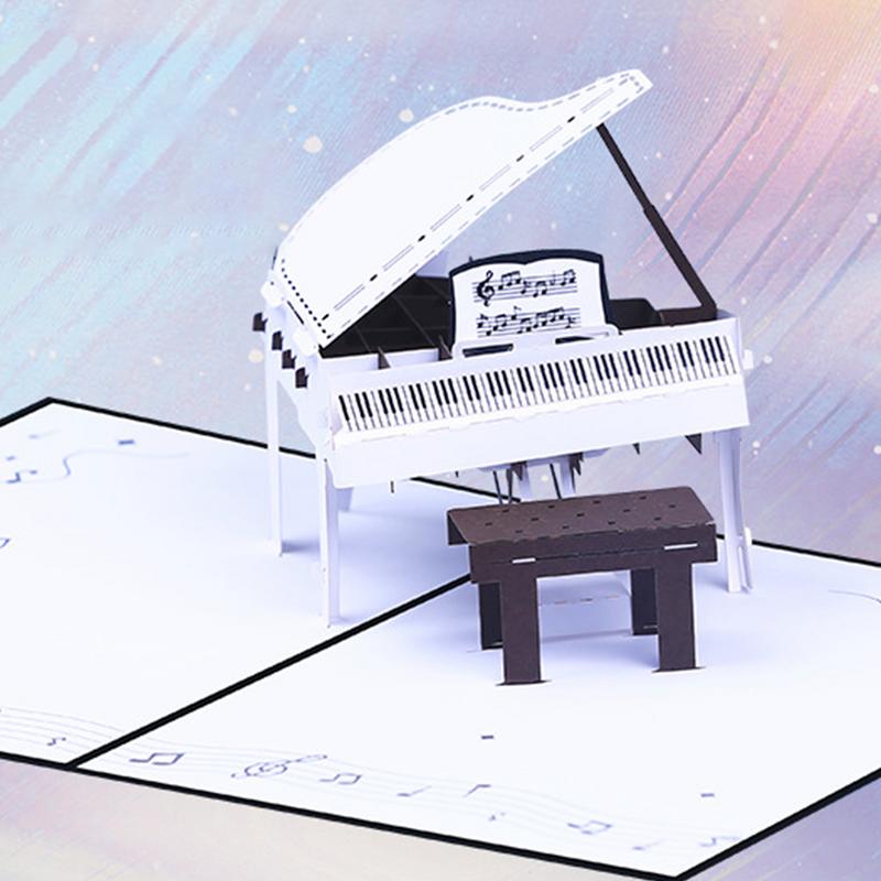 Pop Up-kort Pianokort Papper 3D-kort Roligt Festkort Med Anteckningskort Vikbar Kuvert Födelsedag