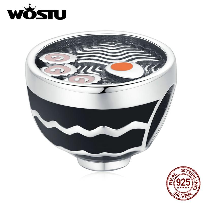 

WOSTU эмаль восхитительный японский рамен стерлингового серебра 925 пробы бусины подходят оригинальный браслет DIY ювелирные украшения 925 silver