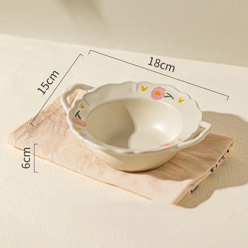 Retro-Blumen-Keramikteller, modisch, kreativ, köstliche Suppenschüssel, für Zuhause, Nachmittagstee, Dessert, Obstteller, exquisiter Fischteller