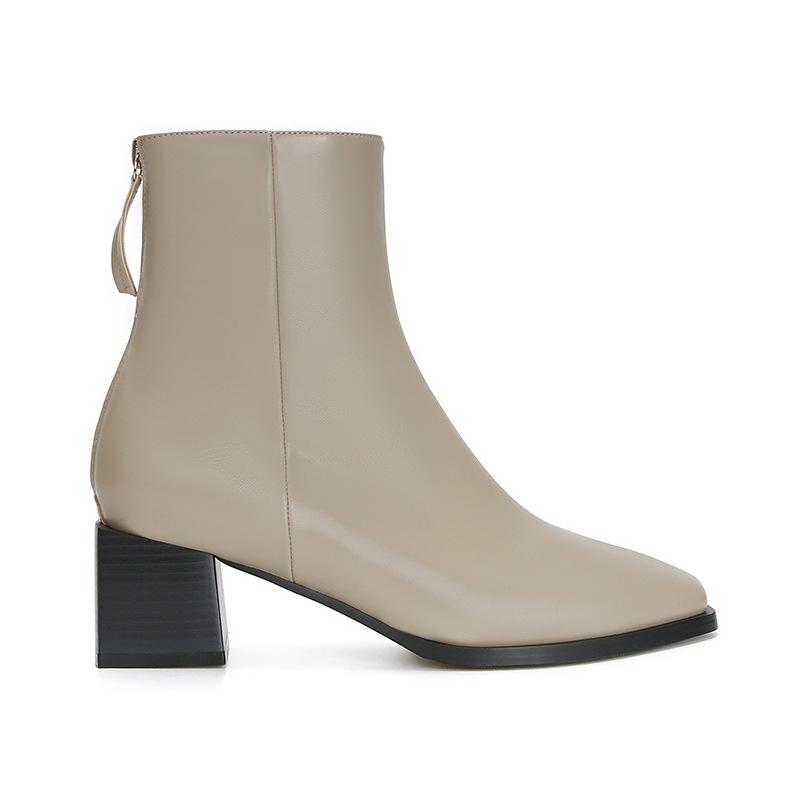 Women s Chunky Heeled Ankle Boots, Pointed Toe Stacked Block Heel Booties 35 серый