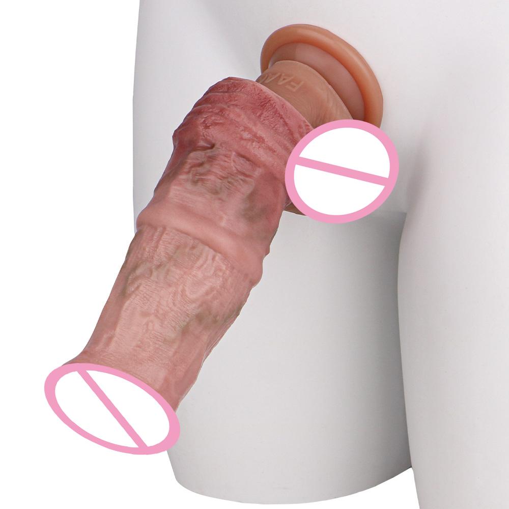 Lifelike Condom Enlargement Penis Sleeve Male Delay Ejaculation Realistic Penis Extender Sex Toys for Men Cock Sleeve