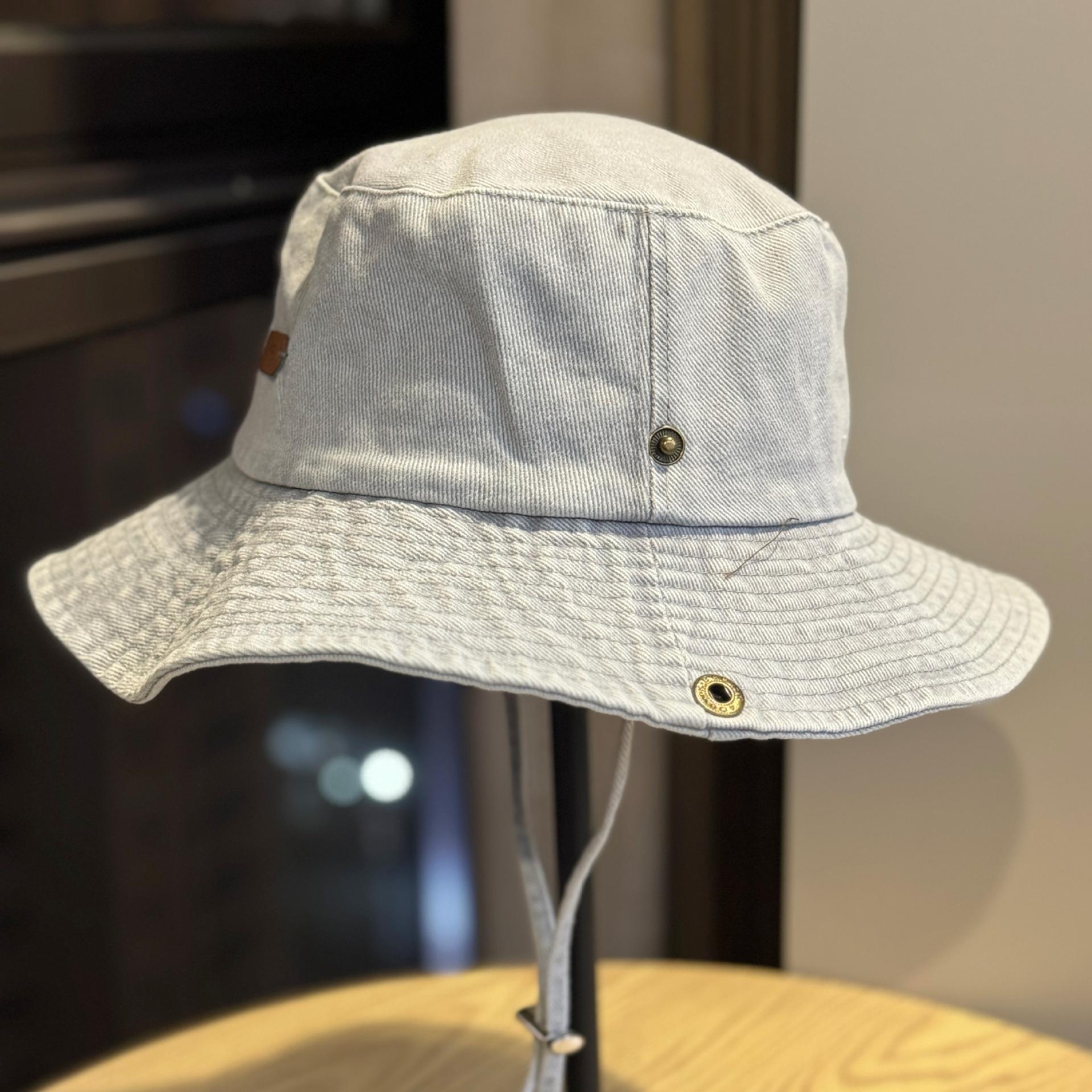 

Spring and summer Hong Kong style retro washed denim fisherman hat for women, versatile sun-shading bucket hat, makes the face look smaller, trendy Adult54-60Adjustable темно-сірий