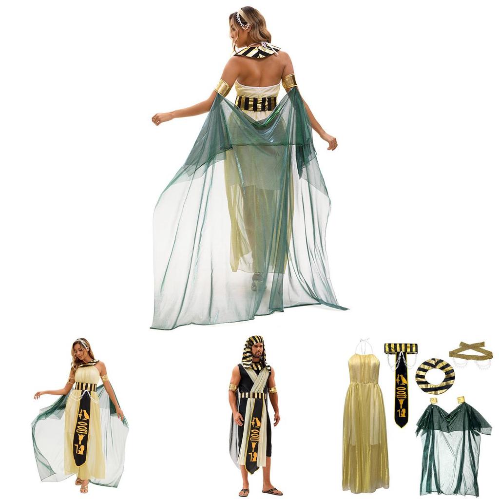 Egyptian Pharaoh Cleopatra Cosplay Costume With Polyester Fabric For Adults