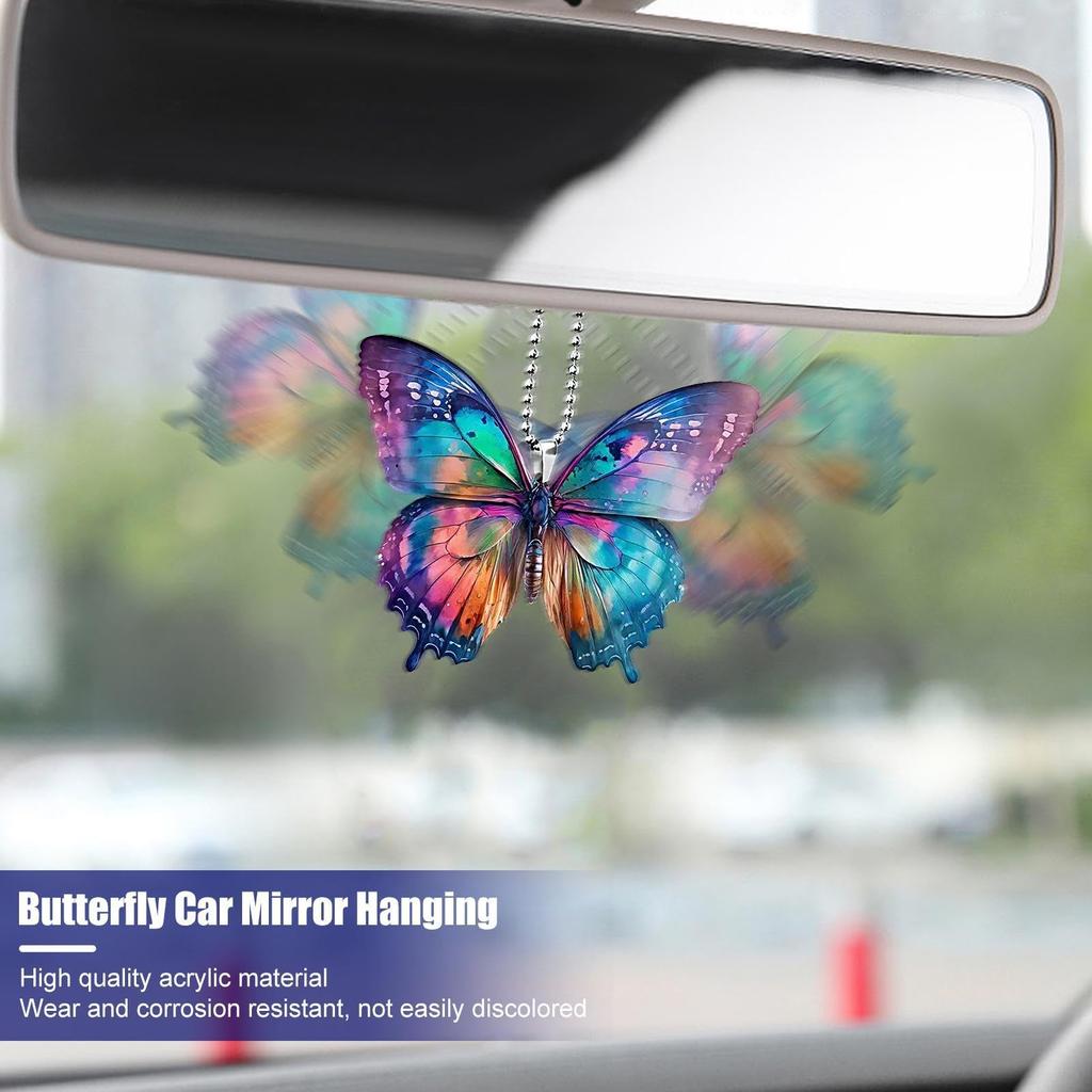Butterfly Car Pendant | Photography Creative Colorful Acrylic Butterfly Car Accessories - Car Mirror