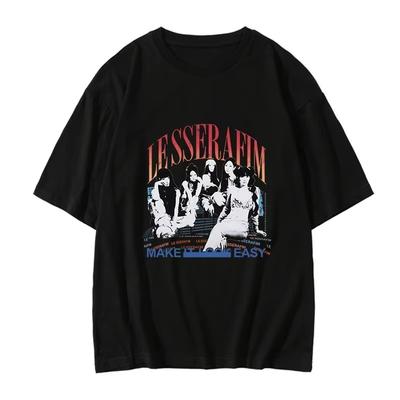 Summer LESSERAFIM Waki Good Gold Source Singing Meeting Palace with Men and Women Short Sleeve T-shirt -padded Clothing Summer