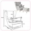 Gaja Wing Chair with Footstool Scandinavian Family Furniture Pigeon Ash
