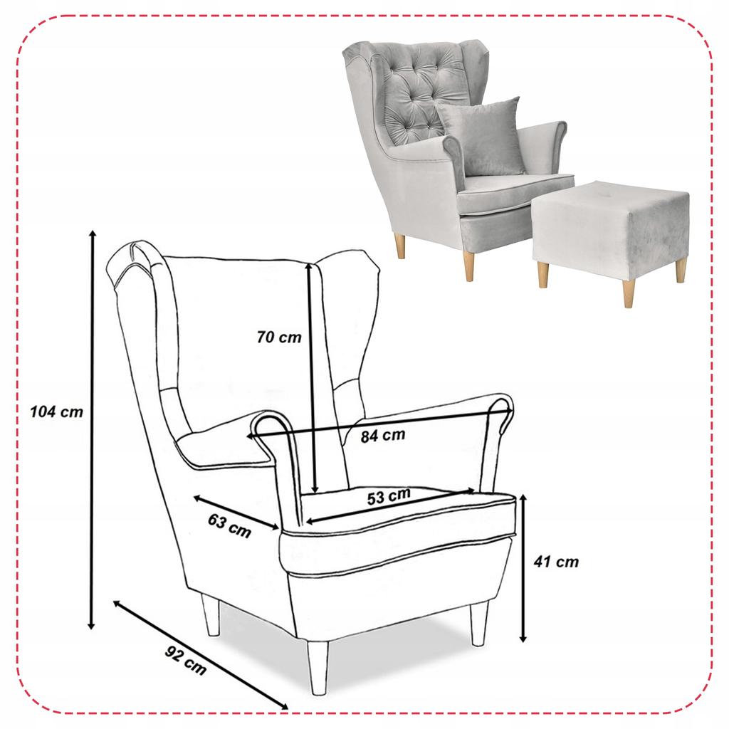 Gaja Wing Chair with Footstool Scandinavian Family Furniture Pigeon Ash