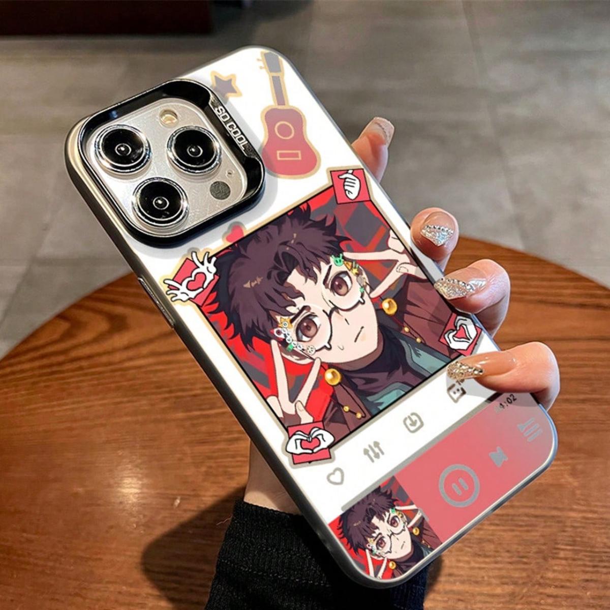 Anime Boy Music Player Print Aesthetic Phone Case For IPhone 15 14 13 - Protective Cover  GALAXYS24 чёрный