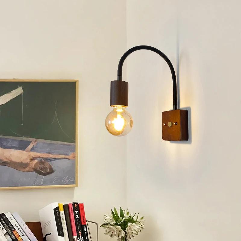 LED Wall Lamp Vintage Wabi-sabi Interior Lighting Adjustable Rotating Night Light For Bedroom Dining Room Cafes Warm White Bulb
