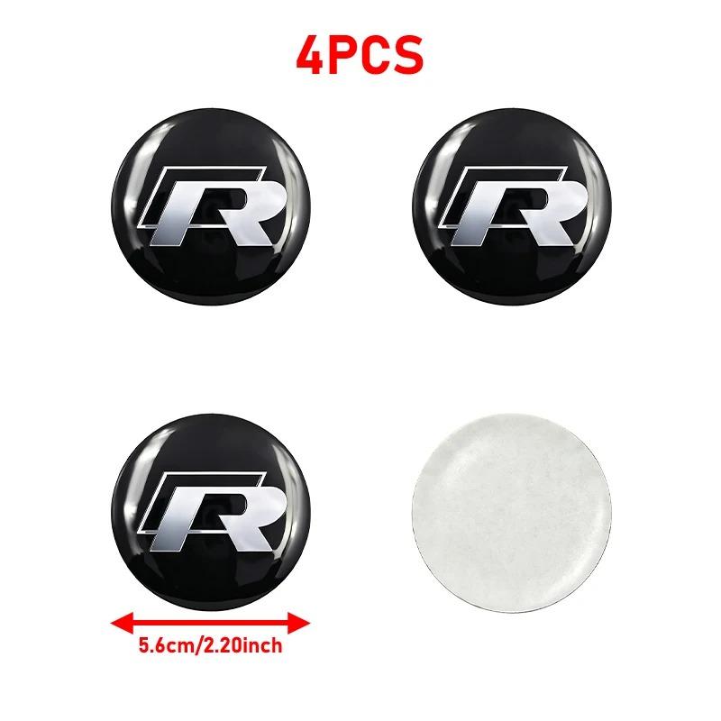 2026 New 4Pc 56mm 60mm 65mm Car Logo Wheel Center Hub Caps Badge Sticker Emblem Decals For VW GTI Golf 6 Polo R-Line CC Passat Tiguan B7PC7