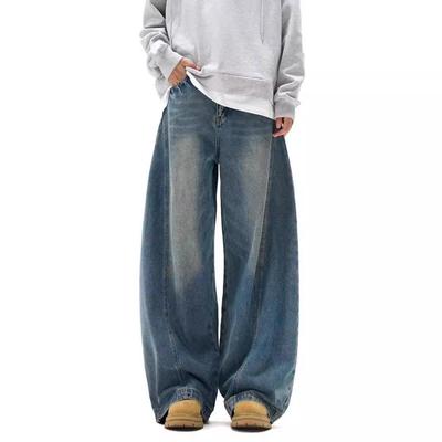 Herren Retro Patchwork Scimitar Jeans: Lockere, übergroße, dekonstruierte Hose mit weitem Bein