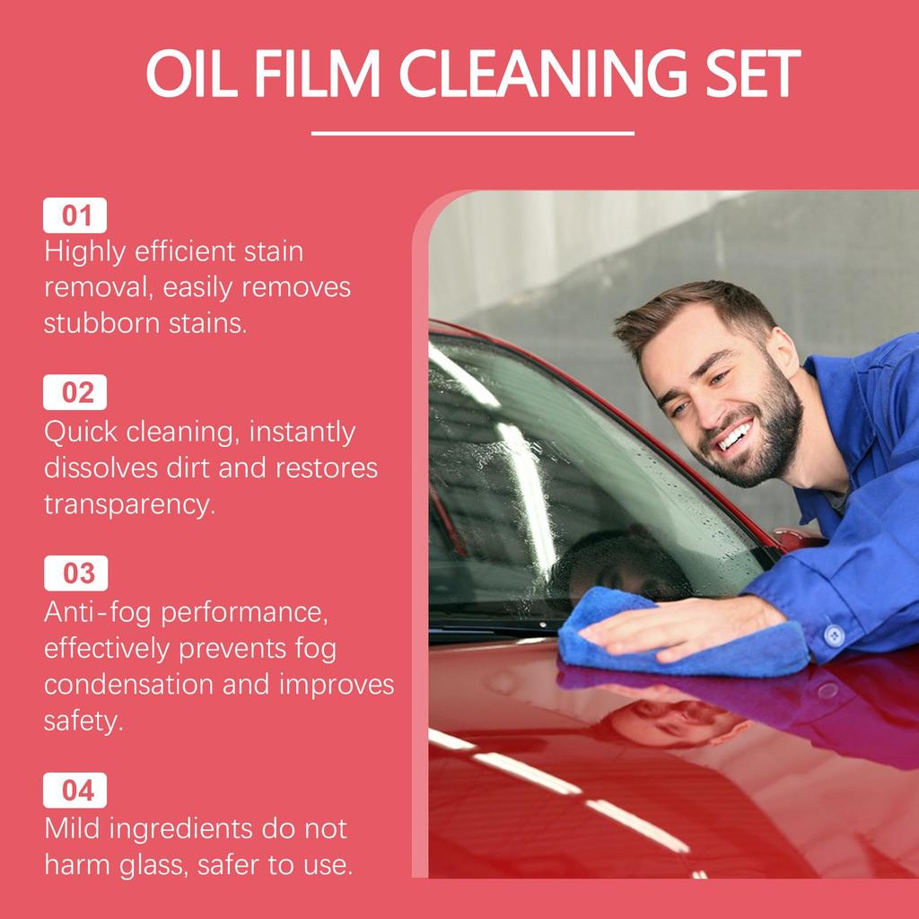 Homonth Car Glass Glossy Powerful Car Windshield Cleaner Oil Film Remover Car Window Glass Cleaner Removes Dirt Car Cleaning Brush