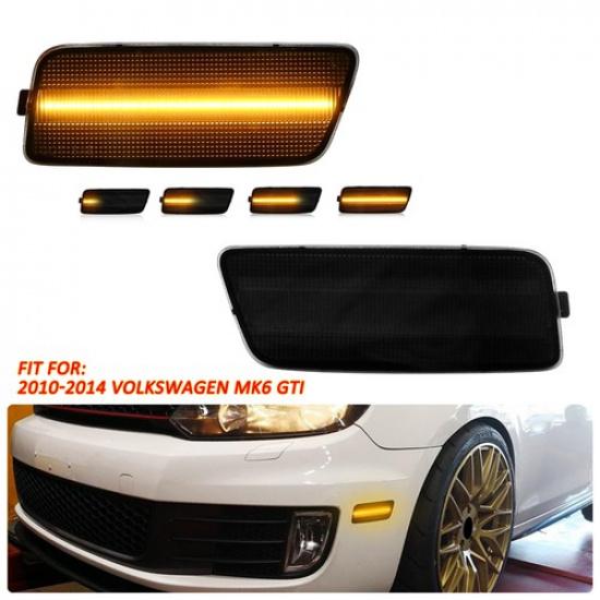 For 2010-2014 VW MK6 Golf GTI Front Amber LED Front Side Marker Light Sequential
