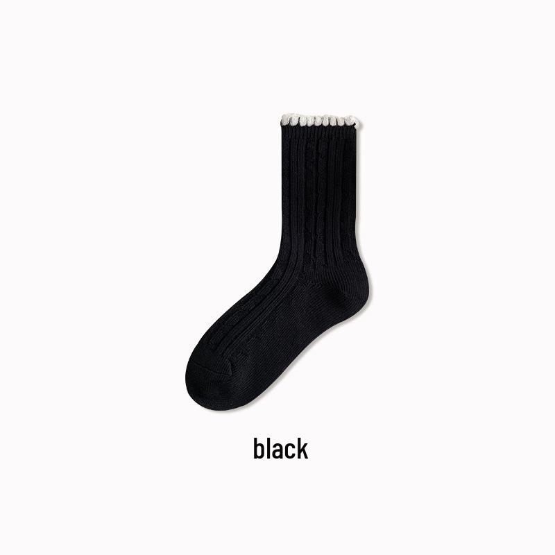 

Gray Solid Color Women s Mid-Calf Socks - Versatile Street Trend for Spring, Autumn, and Winter One Size чорний