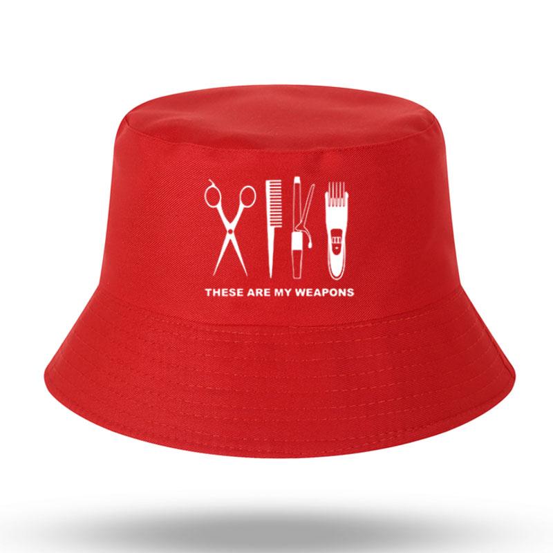 Barbier Friseur Waffe Print Herren Damen Fischerhut Outdoor Panama Angelhut Fischerhut Harajuku Angelhut