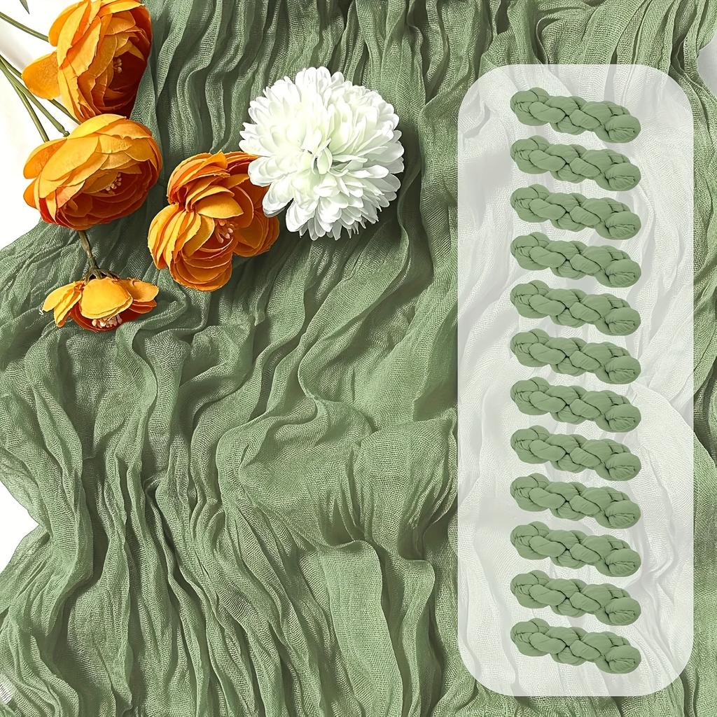 12er-Pack Käsetuch Tischläufer Nordischer Zopfmuster Tischdecke Hochzeitsfeier Tischdekoration Plissierter Boho Tischläufer Dekor