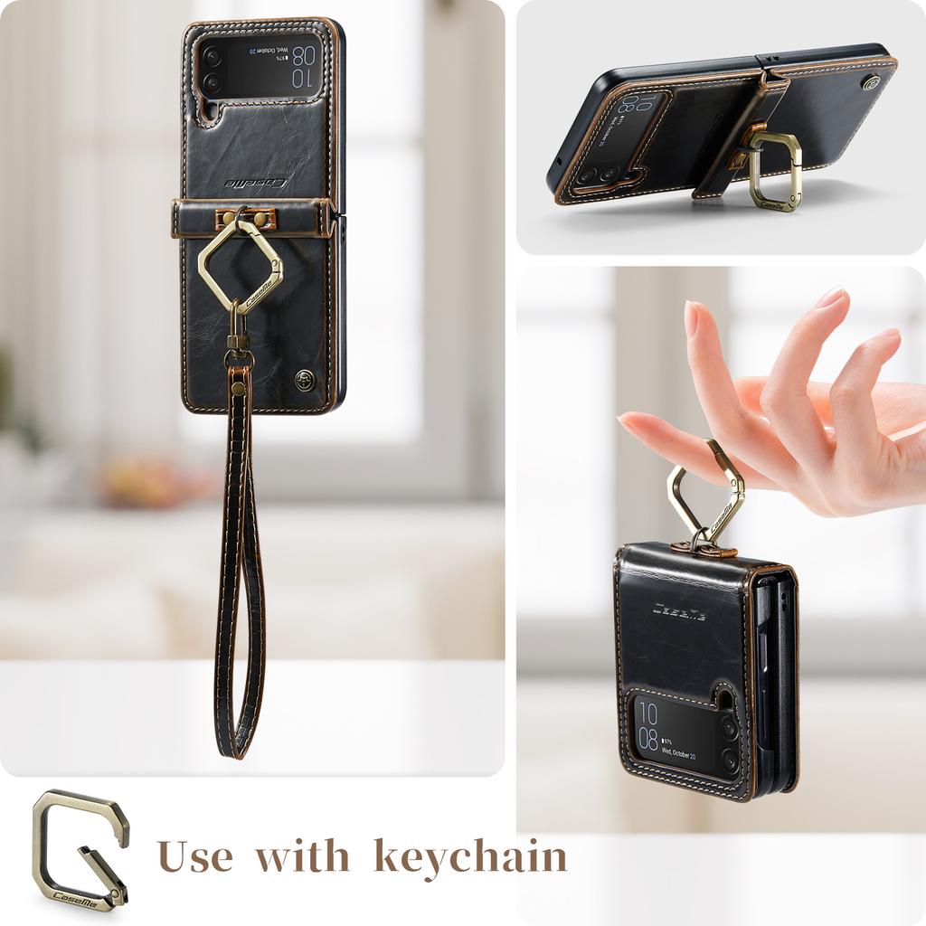 For Samsung Z Flip4 5g Anti -Slip Leather Phone Strap Bag Case For Samsung Galaxy Z Flip4 Flip 4 Zflip4 Cell Phone Accessories