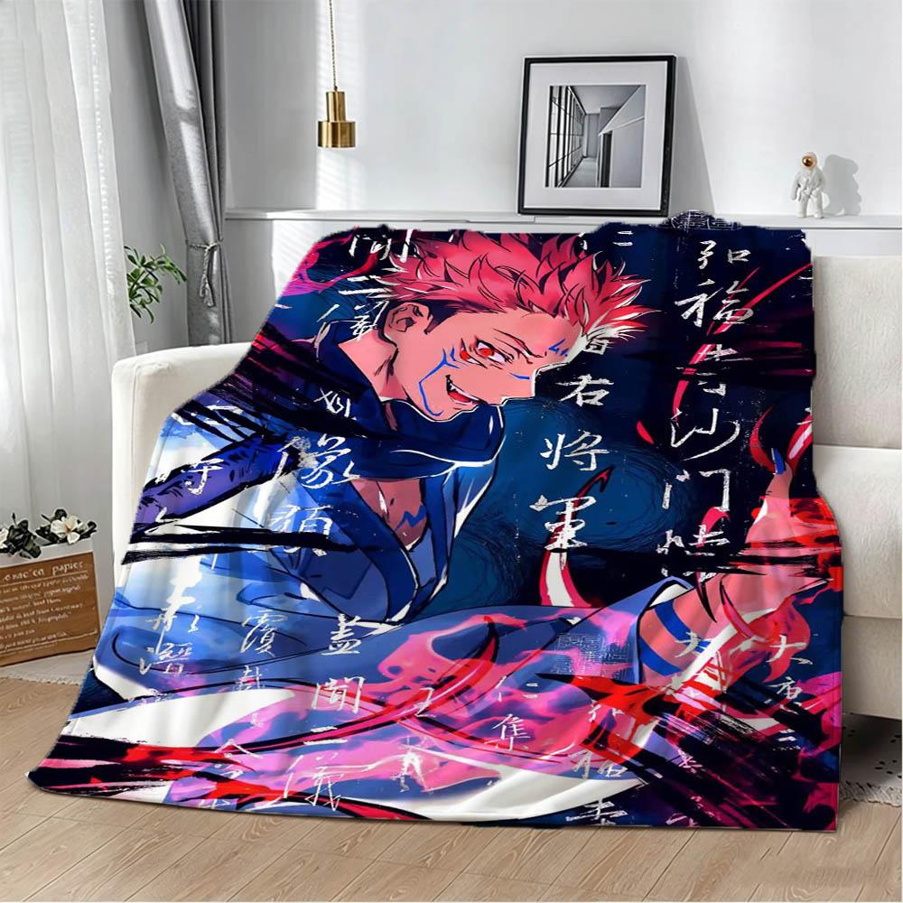 Cartoon Jujutsu Kaisen Anime 3D Flannel Blanket Soft Throw Blanket Art For Home Decor Bedroom Bed Sofa Cover Picnic Fans Gifts