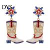 American Pride Earrings 1 Pair Women Hanging Independence Day Celebration Dangle Rhinestone Patriotic Decor Boots Snowflake Floral Shape Lady
