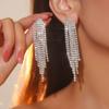 Rhinestones Long Fringe Earrings Sparkly Women Accessories Dangle Chain Stud Earrings Tassel Earrings Evening Wear