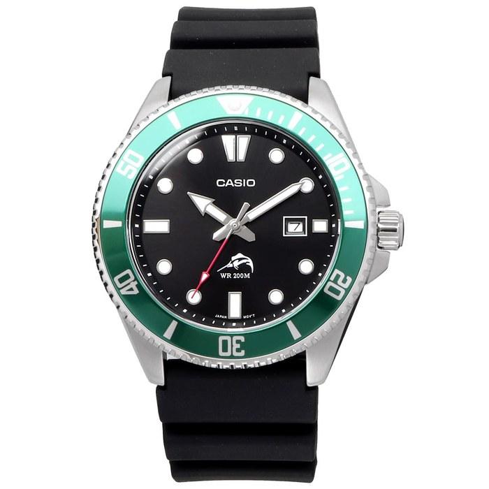 Casio MDV-106B-1A3V Diver Watch, Green Bezel, Men's