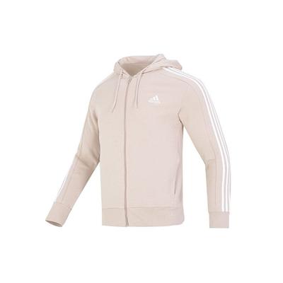 adidas Essentials French Terry 3-Stripes Full-Zip Hoodie Wonder Taupe/White Men Streetwear IC9839
