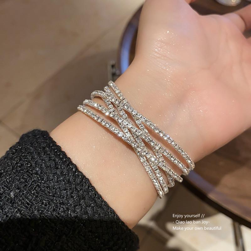 Geometric Cross Open Bracelet Silver Copper Fashion Jewelry For Stylish Office Wear