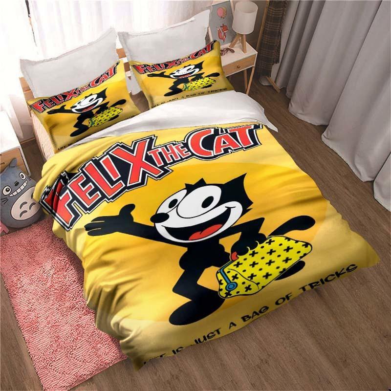 Fashion Cartoon Felix Cat Bedding Set Fashion 3D Printing Home Decoration Boy Girl King Size Bedding Set Quilt Cover Pillowcas