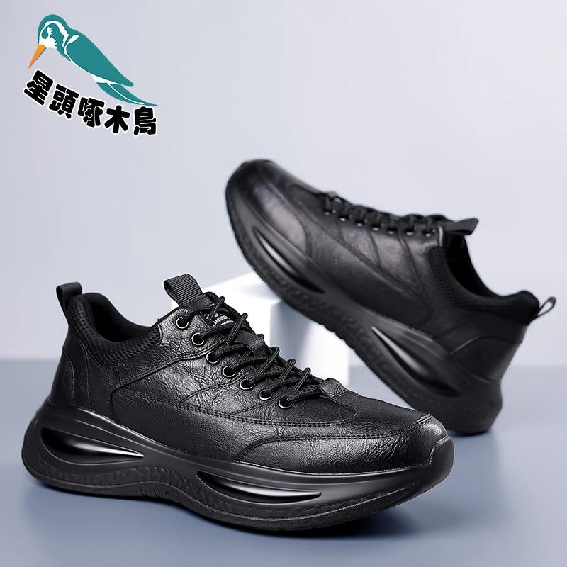 

Men s shoes spring and autumn trendy shoes 2025 new fashion men s casual sports leather shoes men s shoes 38