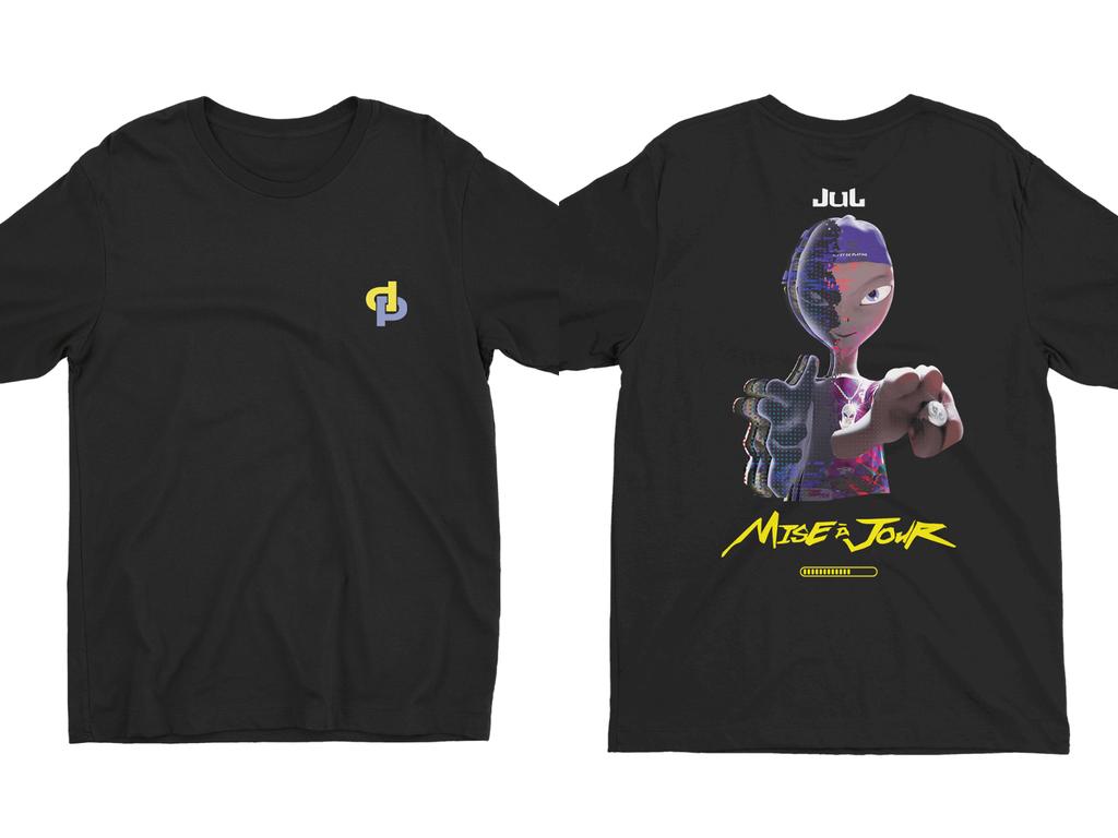 French Rap Jul T Shirt Street Hip Hop Overszied Graphic Y2k Tee MISE A JOUR Tee Julien Mari Harajuku High Street Casual T-shirt