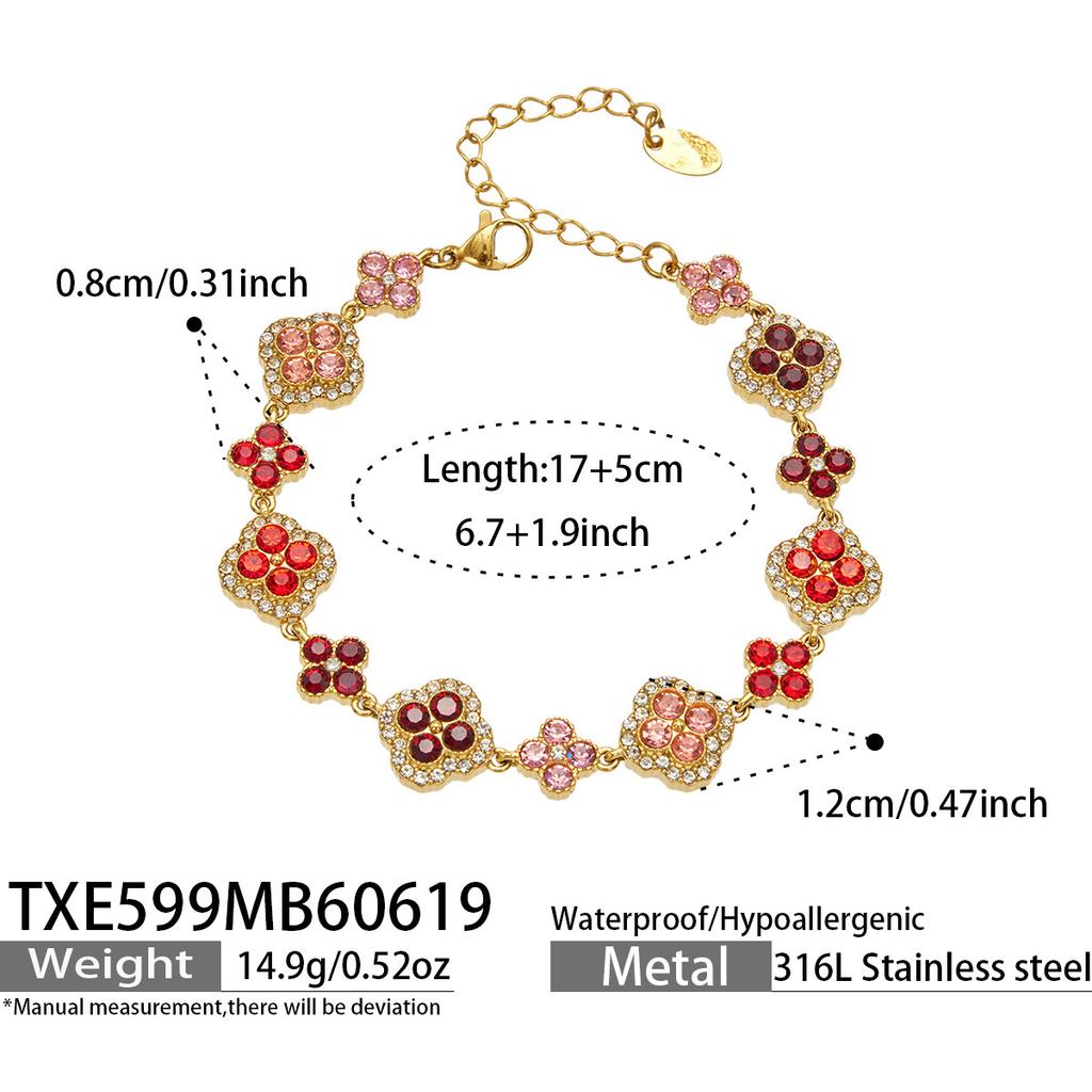 SSeeSY Custom Design Jewelry Stainless Steel 18K Gold Plated Clover Stud Earrings Necklace Set for Engagement Party with Zircon