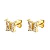 2023 French Zircon Butterfly Stud Earrings: Light Luxury Mori Style, Advanced Niche Design, Stainless Steel