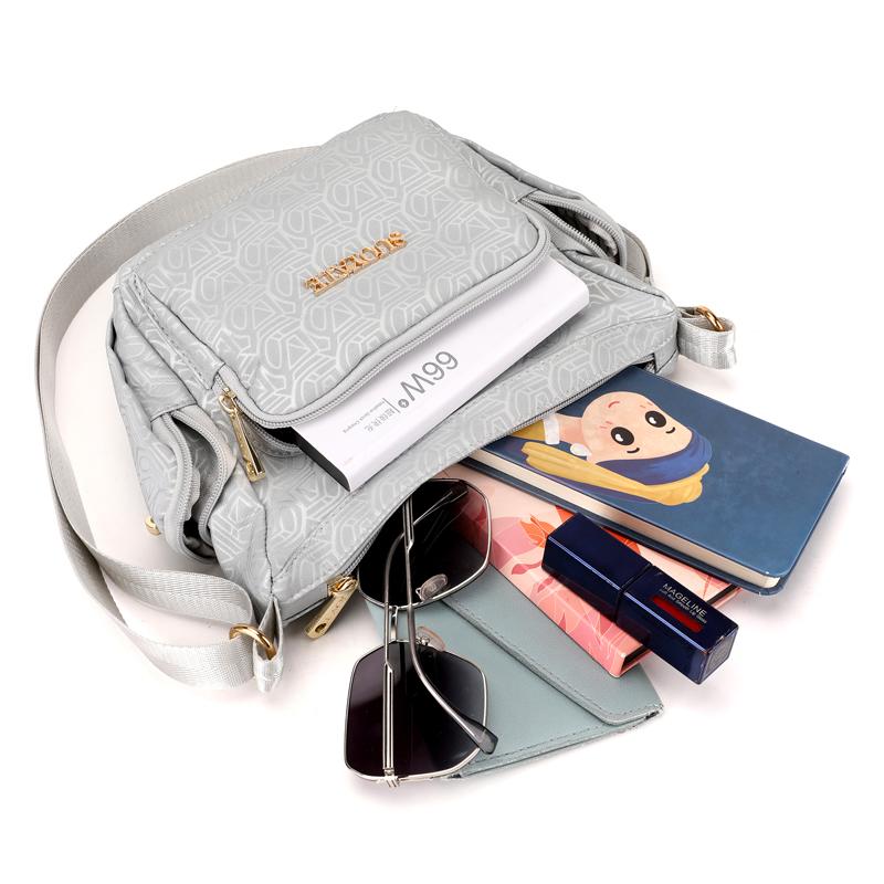 Women's Nylon Tote Bag Shoulder Bag Multi-compartment Mother Bag Lightweight Crossbody Bag