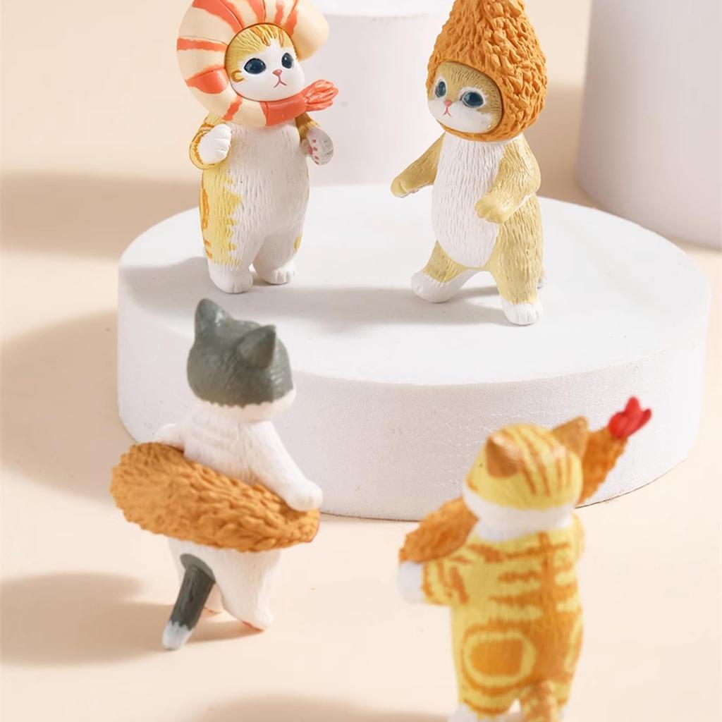 AAGWW Gachapon Toy Anime Figure Cat Toy Set, Model Decoration, Party Item, Cute Ornament (Product Contents: 5-Piece Cat COS Tempura Set)