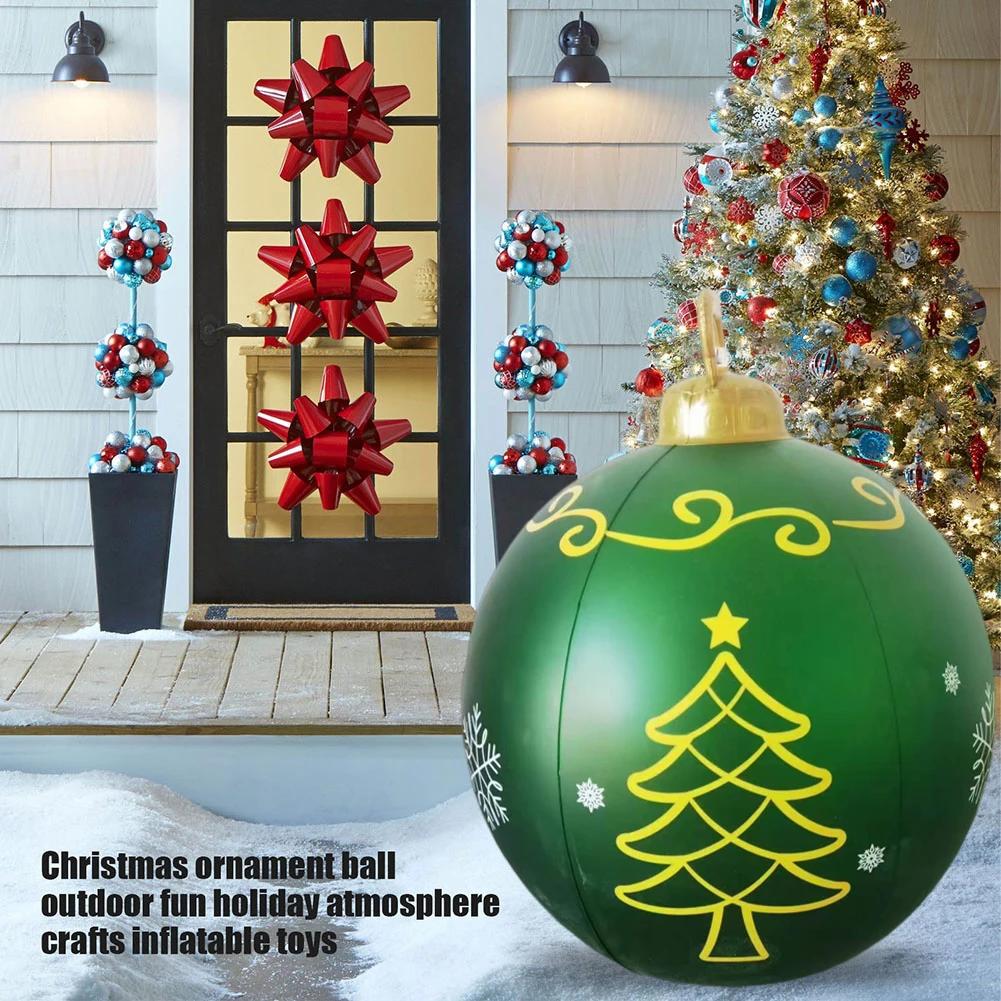 Palla di Natale gonfiabile luminosa gigante con luci in PVC impermeabile, palla di Natale luminosa, accessori per feste in giardino, forniture festive
