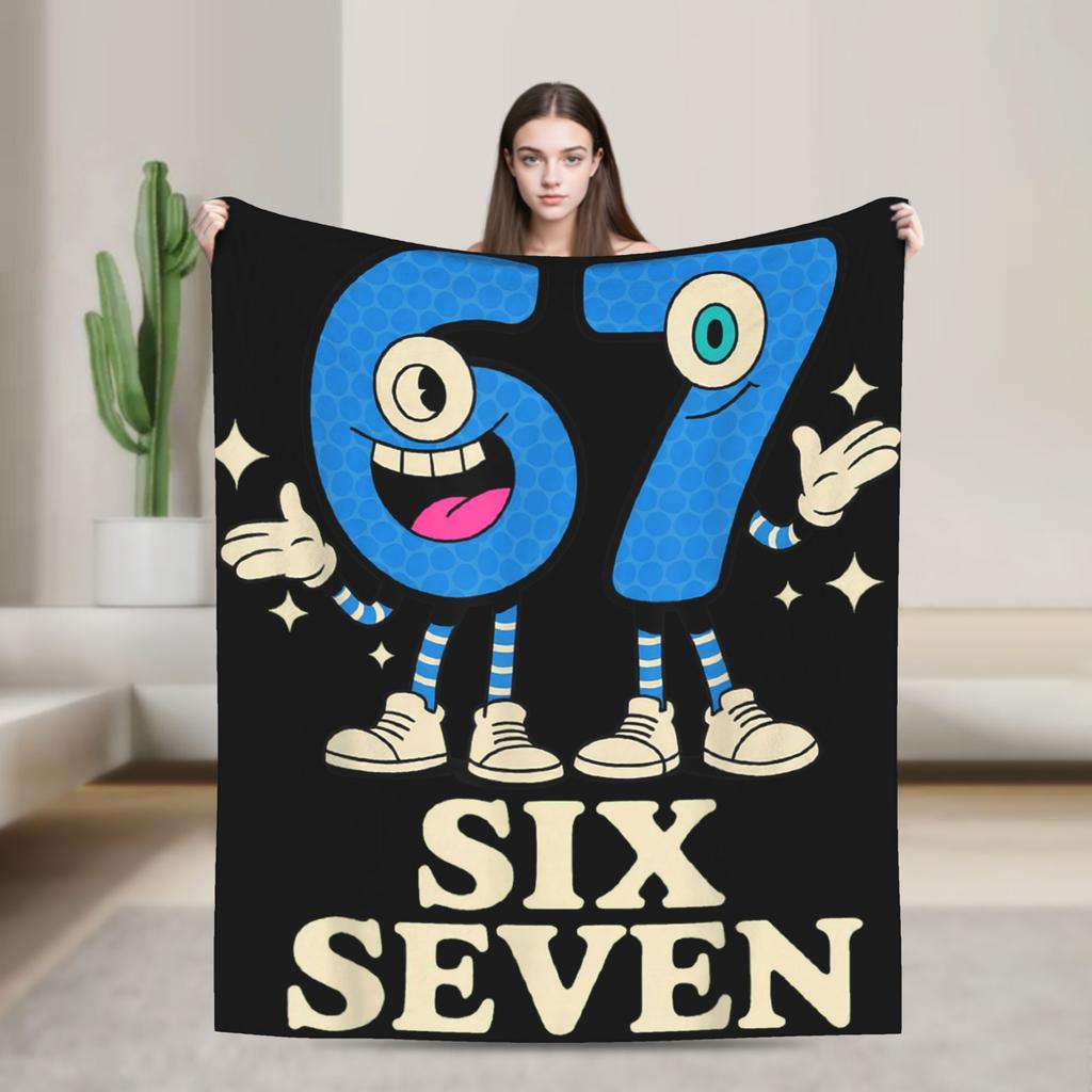 Popular 67 Brainrot Italian Meme Funny Blanket Warm Soft Flannel Throw For Sofa Office Travel Men Women Multi Sizes