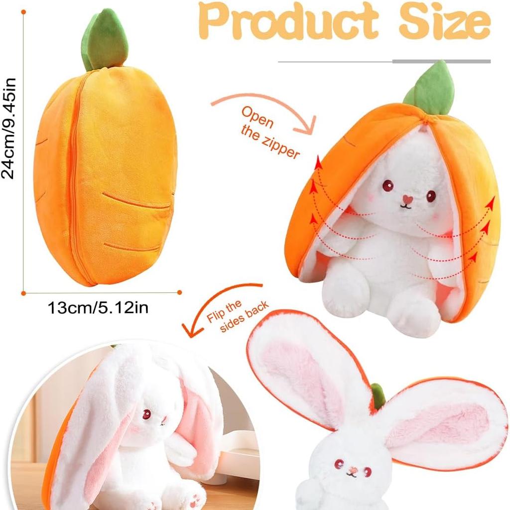Rabbit Plush Toy Hide and Seek Yellow, Plush Rabbit Carrots, Stuffed Toy Plush Rabbit Hide and Seek Game, Cuddly Toy Easter Bunny Doll Gift