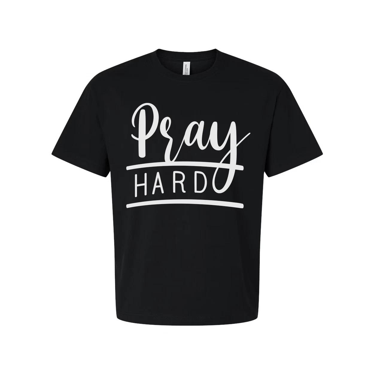 

Pray Hard Graphic Tee For Christians Unisex Short Sleeve Shirt For Everyday Fait 2XL